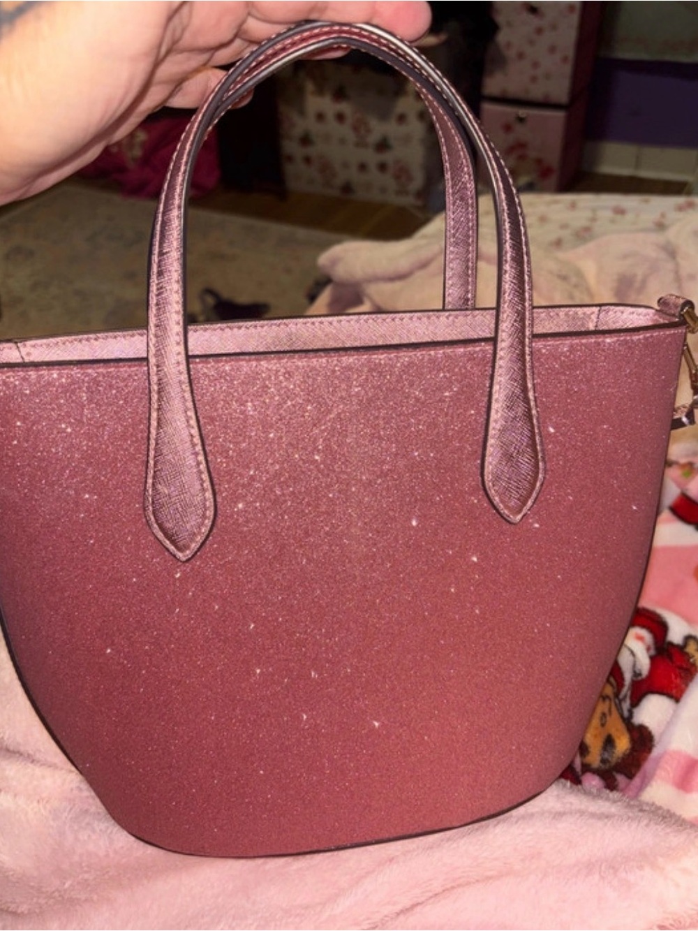 kate spade Rose Gold Glitter Tote with Matching Cardholder - Picture 5 of 7